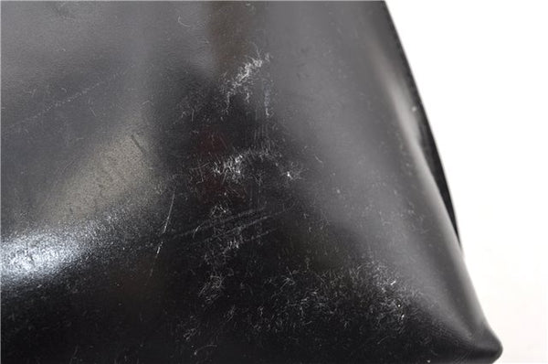 Authentic GUCCI Vintage Shoulder Hand Bag Purse Enamel Black 0982G