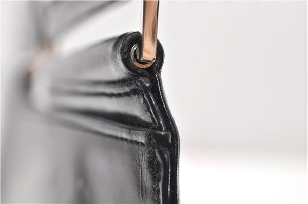 Authentic GUCCI Vintage Shoulder Hand Bag Purse Enamel Black 0982G