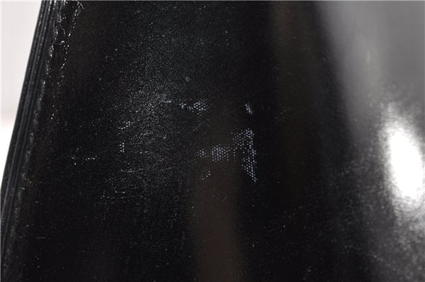 Authentic GUCCI Vintage Shoulder Hand Bag Purse Enamel Black 0982G