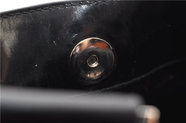 Authentic GUCCI Vintage Shoulder Hand Bag Purse Enamel Black 0982G