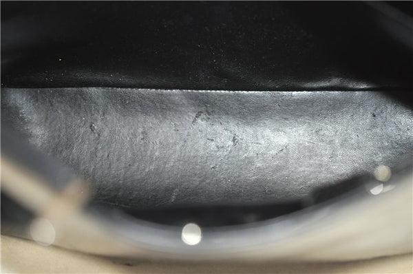 Authentic GUCCI Vintage Shoulder Hand Bag Purse Enamel Black 0982G