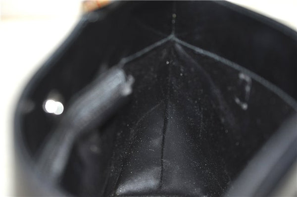 Authentic GUCCI Vintage Shoulder Hand Bag Purse Enamel Black 0982G