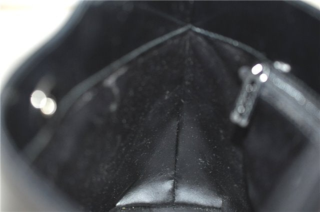 Authentic GUCCI Vintage Shoulder Hand Bag Purse Enamel Black 0982G