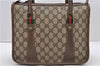 Auth GUCCI Web Sherry Line 2Way Shoulder Hand Bag GG PVC Leather Brown 0984D