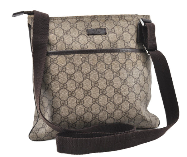 Authentic GUCCI Vintage Shoulder Cross Body Bag Purse GG PVC Leather Brown 0984G