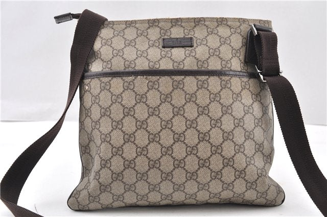 Authentic GUCCI Vintage Shoulder Cross Body Bag Purse GG PVC Leather Brown 0984G