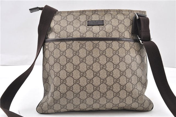 Authentic GUCCI Vintage Shoulder Cross Body Bag Purse GG PVC Leather Brown 0984G