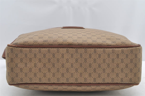 Authentic GUCCI Micro GG PVC Leather Shoulder Cross Body Bag Purse Brown 0984I