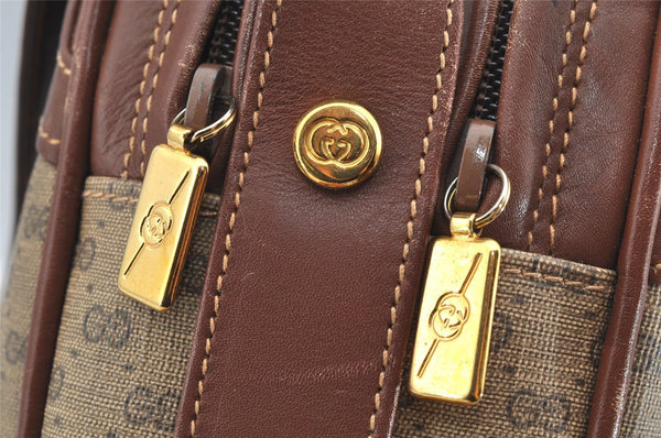 Authentic GUCCI Micro GG PVC Leather Shoulder Cross Body Bag Purse Brown 0984I