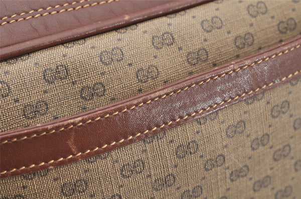 Authentic GUCCI Micro GG PVC Leather Shoulder Cross Body Bag Purse Brown 0984I