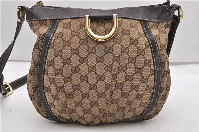 Authentic GUCCI Abbey Shoulder Cross Bag GG Canvas Leather 203257 Brown 0986G