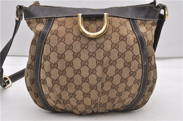 Authentic GUCCI Abbey Shoulder Cross Bag GG Canvas Leather 203257 Brown 0986G