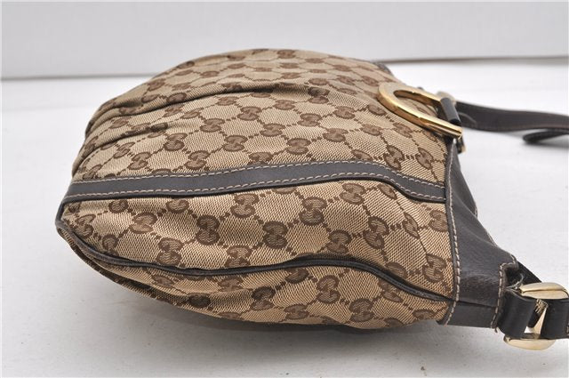 Authentic GUCCI Abbey Shoulder Cross Bag GG Canvas Leather 203257 Brown 0986G