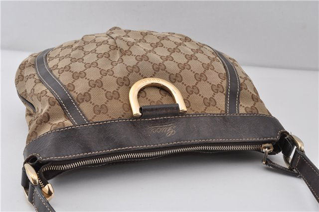 Authentic GUCCI Abbey Shoulder Cross Bag GG Canvas Leather 203257 Brown 0986G
