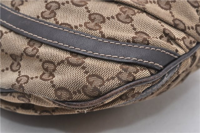 Authentic GUCCI Abbey Shoulder Cross Bag GG Canvas Leather 203257 Brown 0986G