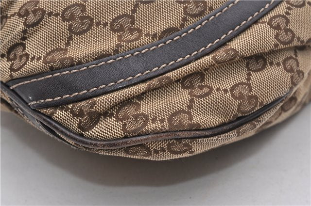 Authentic GUCCI Abbey Shoulder Cross Bag GG Canvas Leather 203257 Brown 0986G