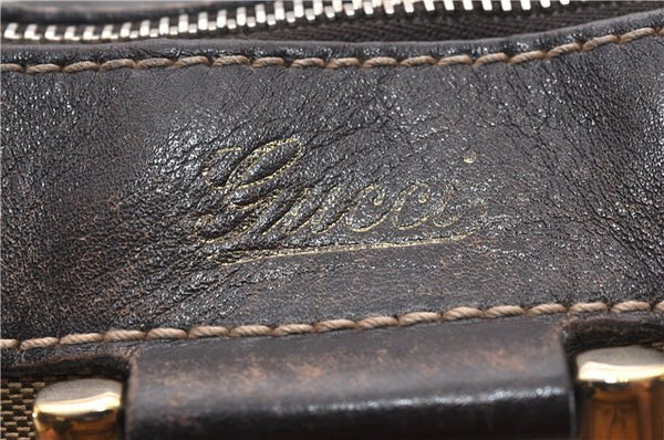 Authentic GUCCI Abbey Shoulder Cross Bag GG Canvas Leather 203257 Brown 0986G