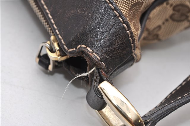 Authentic GUCCI Abbey Shoulder Cross Bag GG Canvas Leather 203257 Brown 0986G