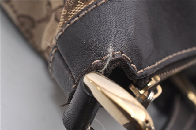 Authentic GUCCI Abbey Shoulder Cross Bag GG Canvas Leather 203257 Brown 0986G