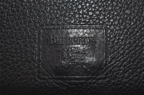 Authentic Burberrys Vintage Leather Shoulder Cross Body Bag Purse Black 0986I