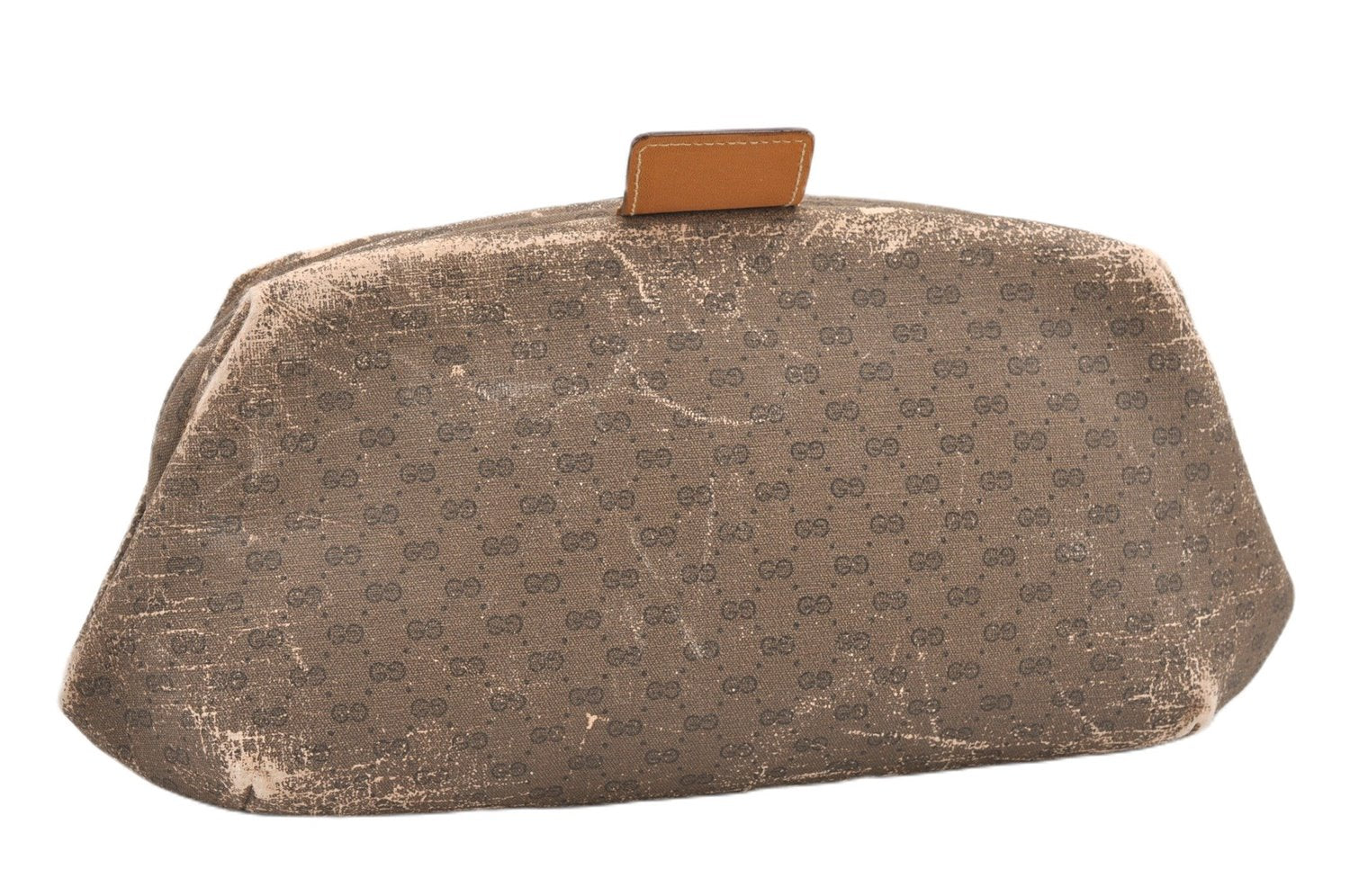 Authentic GUCCI Micro GG PVC Leather Clutch Hand Bag Purse Brown Junk 0987G