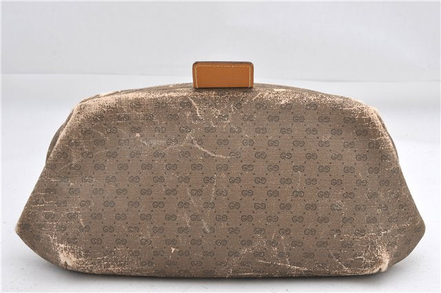 Authentic GUCCI Micro GG PVC Leather Clutch Hand Bag Purse Brown Junk 0987G