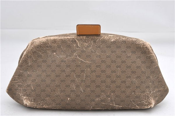 Authentic GUCCI Micro GG PVC Leather Clutch Hand Bag Purse Brown Junk 0987G