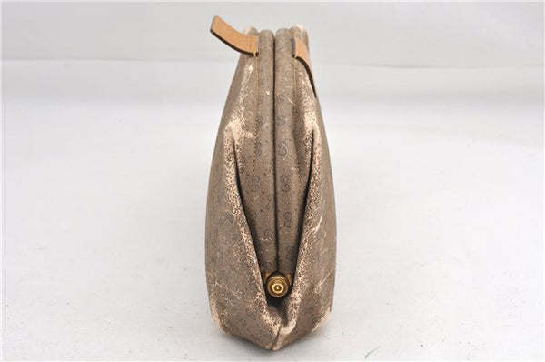 Authentic GUCCI Micro GG PVC Leather Clutch Hand Bag Purse Brown Junk 0987G