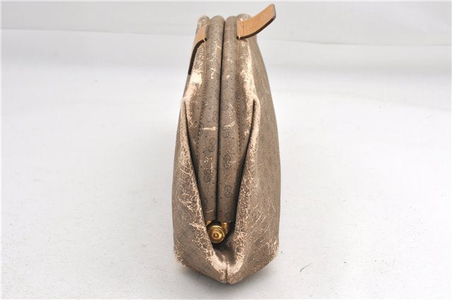 Authentic GUCCI Micro GG PVC Leather Clutch Hand Bag Purse Brown Junk 0987G