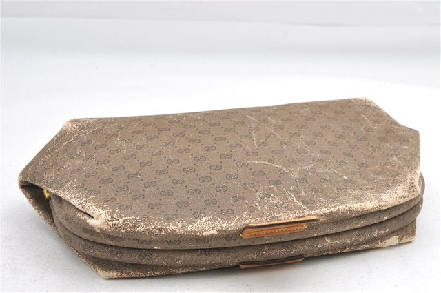 Authentic GUCCI Micro GG PVC Leather Clutch Hand Bag Purse Brown Junk 0987G