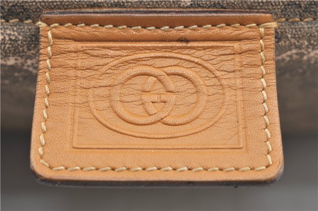 Authentic GUCCI Micro GG PVC Leather Clutch Hand Bag Purse Brown Junk 0987G