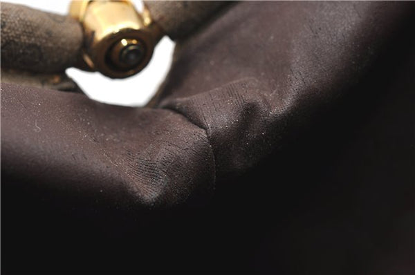 Authentic GUCCI Micro GG PVC Leather Clutch Hand Bag Purse Brown Junk 0987G