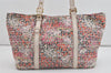 Authentic FENDI Zucchino Flower Shoulder Tote Bag Canvas Leather Pink 0987I