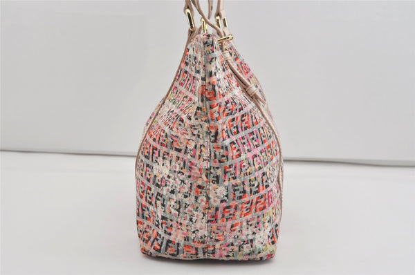 Authentic FENDI Zucchino Flower Shoulder Tote Bag Canvas Leather Pink 0987I