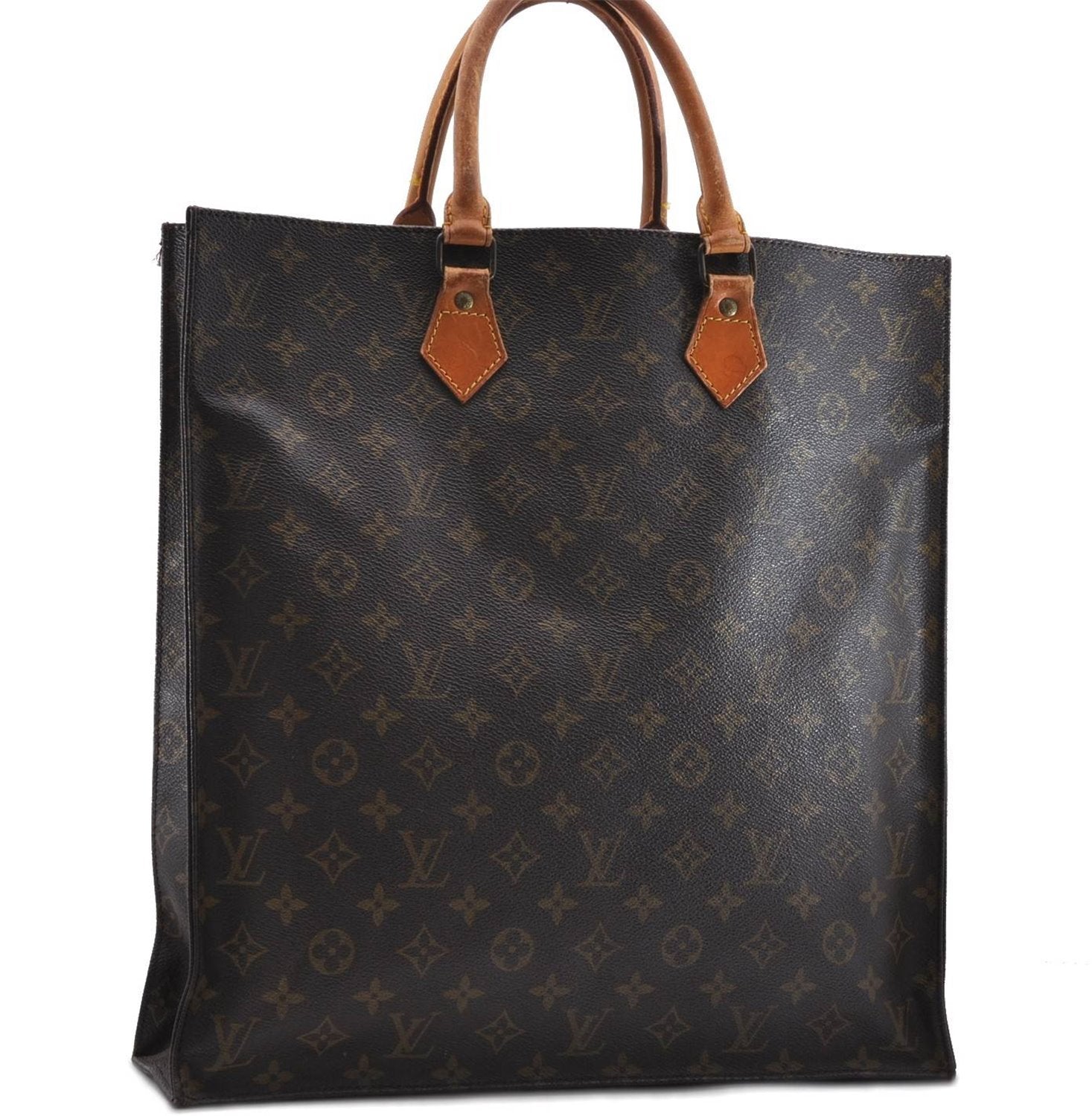 Authentic Louis Vuitton Monogram Sac Plat Hand Bag M51140 LV 0988D