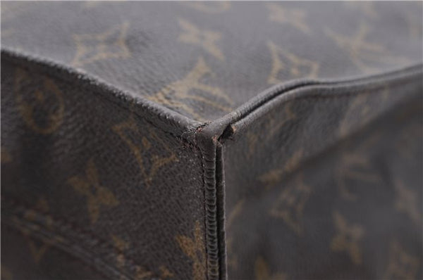 Authentic Louis Vuitton Monogram Sac Plat Hand Bag M51140 LV 0988D