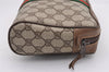 Authentic GUCCI Web Sherry Line Clutch Hand Bag Purse GG PVC Leather Brown 0988I