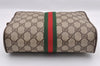Authentic GUCCI Web Sherry Line Clutch Hand Bag Purse GG PVC Leather Brown 0988I