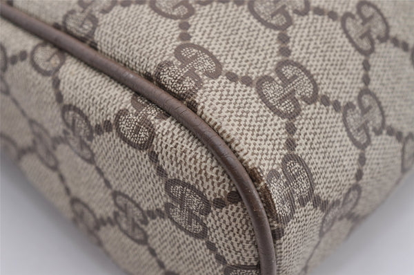 Authentic GUCCI Web Sherry Line Clutch Hand Bag Purse GG PVC Leather Brown 0988I
