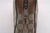 Authentic GUCCI Web Sherry Line Clutch Hand Bag Purse GG PVC Leather Brown 0988I