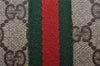 Authentic GUCCI Web Sherry Line Clutch Hand Bag Purse GG PVC Leather Brown 0988I