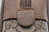 Authentic GUCCI Web Sherry Line Clutch Hand Bag Purse GG PVC Leather Brown 0988I