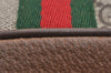 Authentic GUCCI Web Sherry Line Clutch Hand Bag Purse GG PVC Leather Brown 0988I