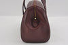 Authentic Cartier Vintage Hand Boston Bag Purse Leather Bordeaux Red 0989I