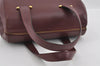 Authentic Cartier Vintage Hand Boston Bag Purse Leather Bordeaux Red 0989I