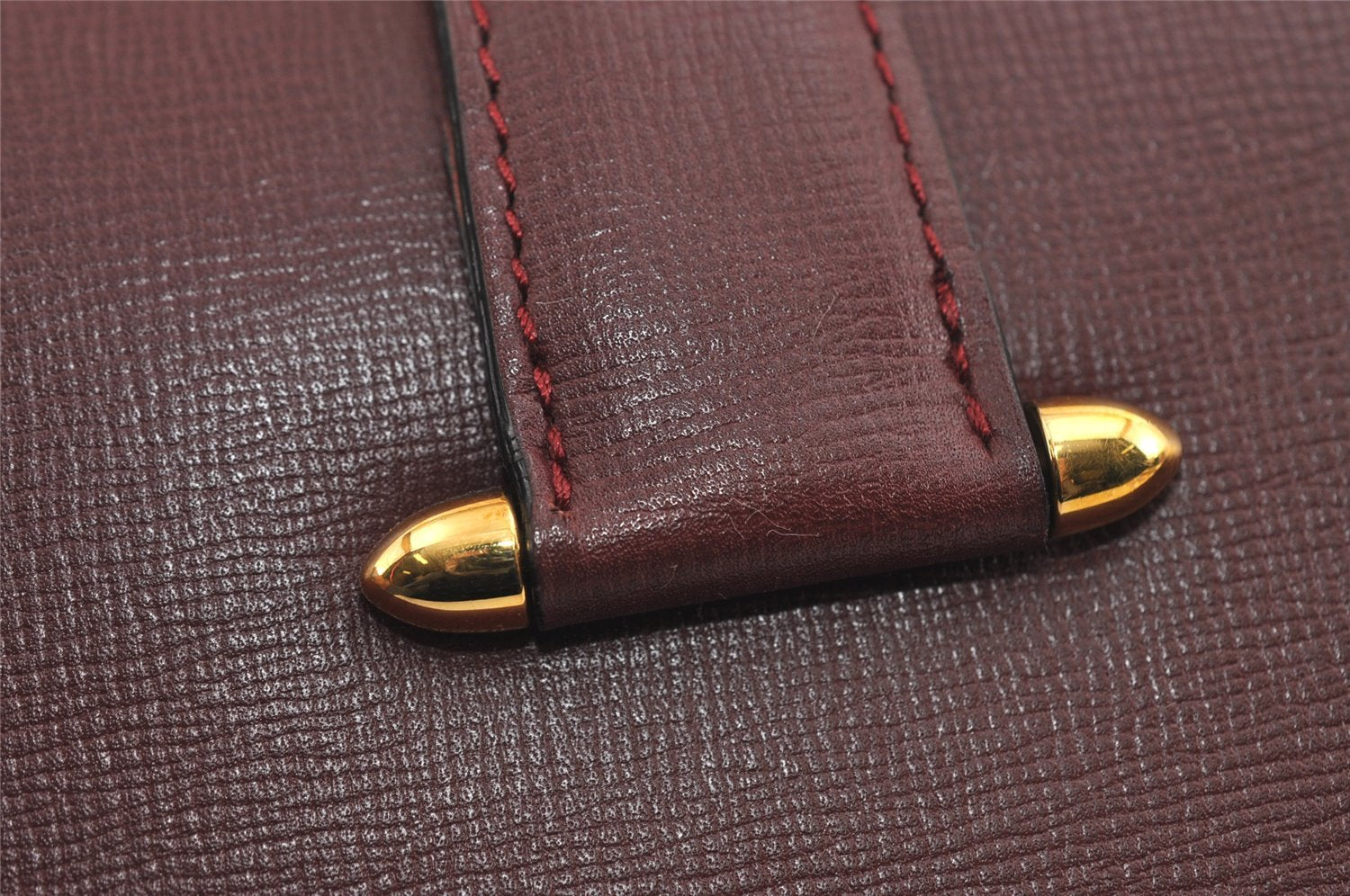 Authentic Cartier Vintage Hand Boston Bag Purse Leather Bordeaux Red 0989I