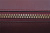 Authentic Cartier Vintage Hand Boston Bag Purse Leather Bordeaux Red 0989I