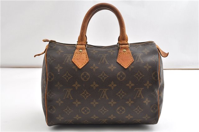 Authentic Louis Vuitton Monogram Speedy 25 Boston Hand Bag M41528 LV 0990G