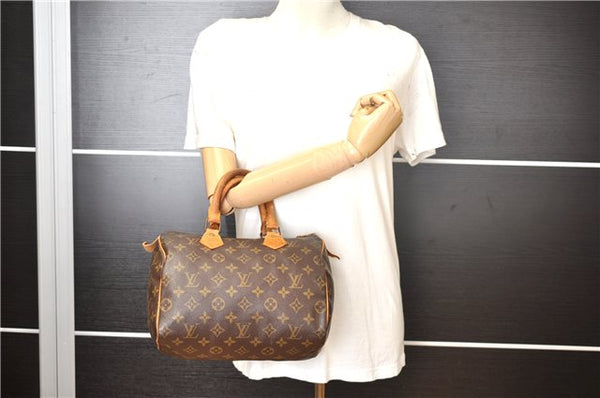 Authentic Louis Vuitton Monogram Speedy 25 Boston Hand Bag M41528 LV 0990G