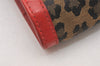 Authentic FENDI Leopard Accessory Pouch Purse Canvas Leather Brown Red 0990I